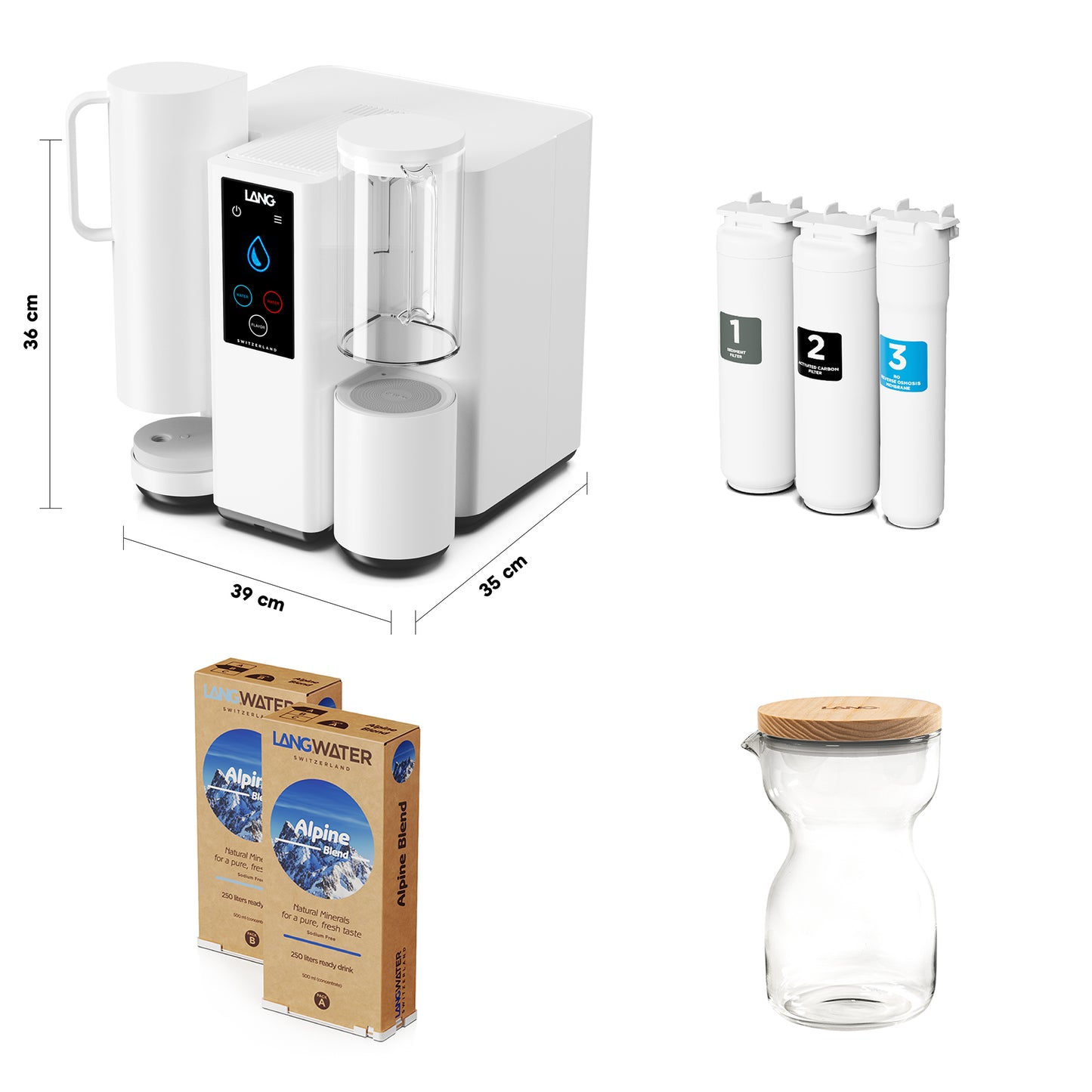 TheWell Starter Kit + 1 Glass Jar | Countertop Reverse Osmosis filter with Minerals